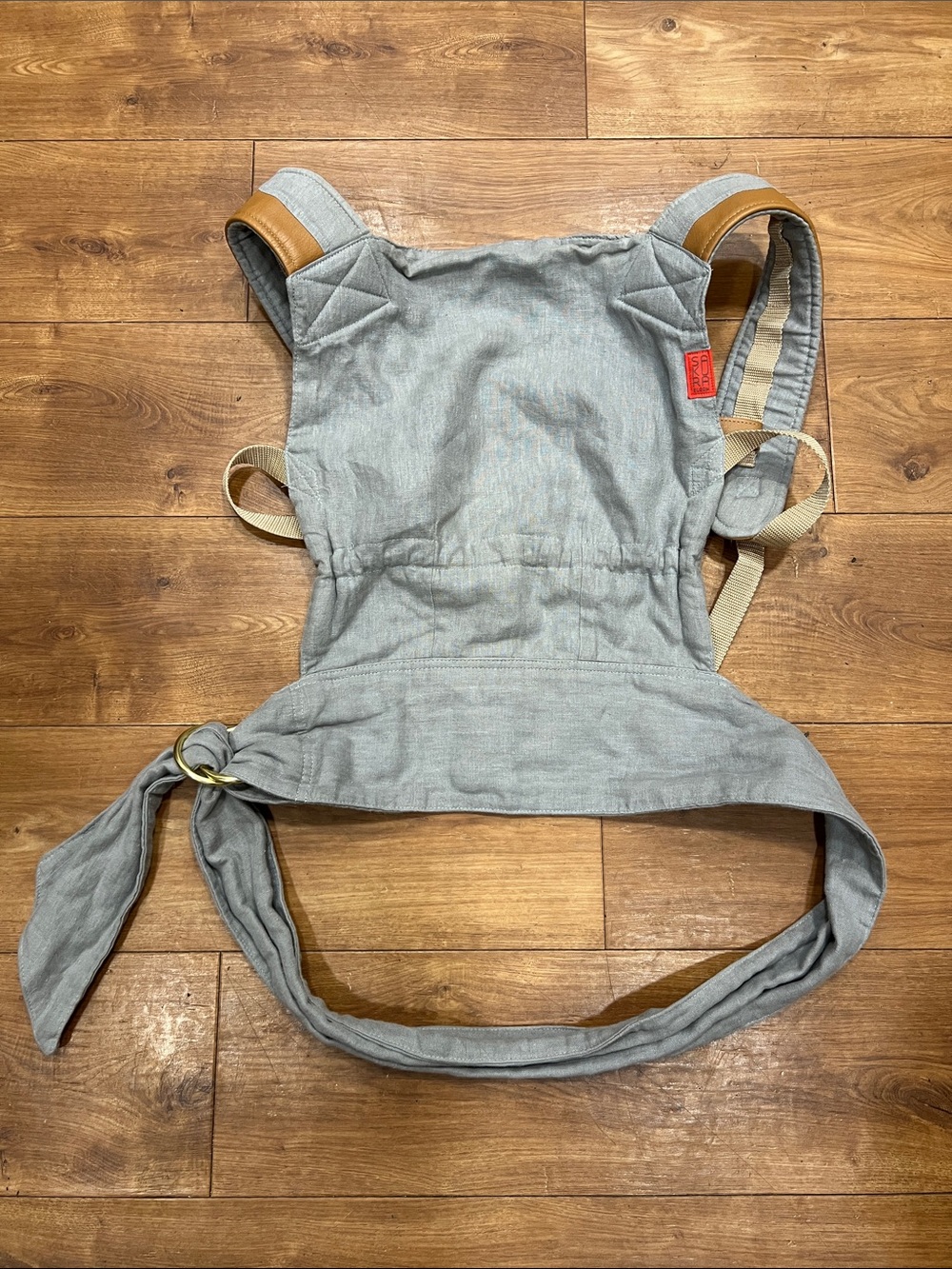 Sakura Bloom Chambray Linen Gray Scout with Butterscotch Leather